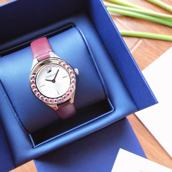 Swarovski Lovely Crystals Burgundy BRAND NEW WATCH - Picture 3 of 12